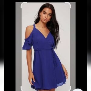 Lulu's Royal Blue Cold Shoulder Mini Dress